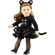 Emily Rose 18-inch Doll Black Cat Costume 4-Piece Set - Leotard, Tutu with Tail, Tights, Shoes & Cat Ears - 18" Doll Clothes | Compatible with American Girl Our Generation Dolls