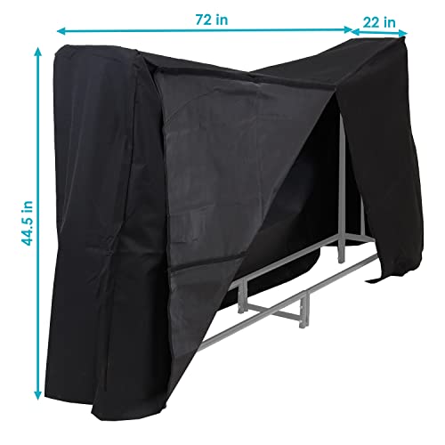 Sunnydaze 6-Foot Firewood Log Rack Cover - Outdoor Heavy Duty Black Weather-Resistant Pvc Wood Storage Holder Cover - Fireplace And Fire Pit Accessory #TOP2