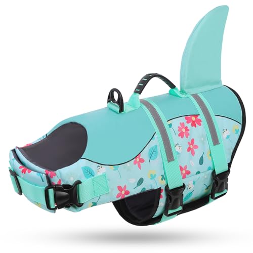 Queenmore Dog Life Jacket, Cute Shark Dog Life Vest for Swimming & Boating