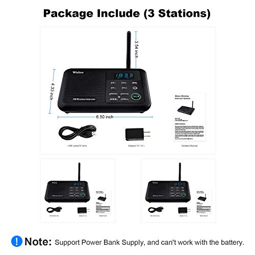 Wuloo Intercoms Wireless For Home 1 Mile Range 22 Channel 100 Digital Code Display Screen, Wireless Intercom System For Home House Business Office, Room To Room Intercom Communication(3Stations Black) #TOP6