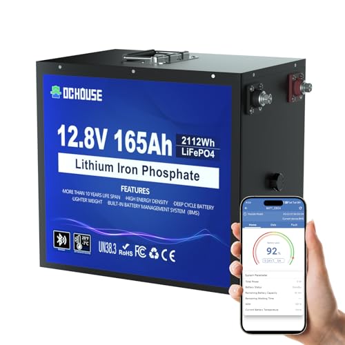 DC HOUSE 12V 165Ah LiFePO4 Lithium Battery, Bluetooth & Low Temp ...