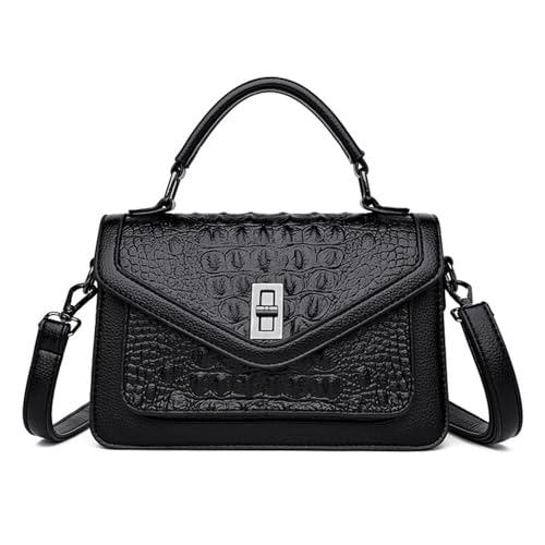 Image of Women Vegan Leather Evening Handbag Crocodile Pattern Handle Clutch Purse Cross Body Envelope Bag