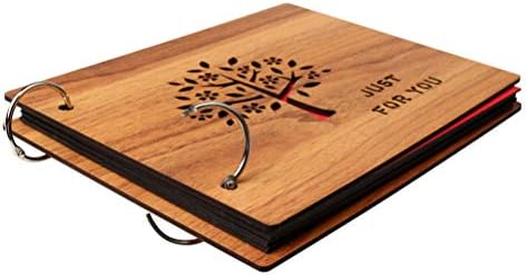 ofoen Wood Photo Album, DIY Hand Stick Type Memory Picture Photo Travel Record Scrapbook Wooden Color