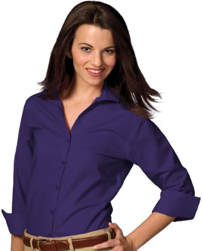 Edwards Ladies' Lightweight Open Neck POPLIN Blouse 3/4 Sleeve X-Large Purple