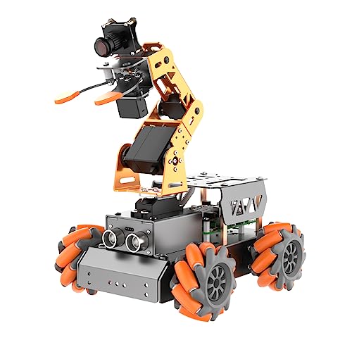 LewanSoul Robotic Arm for Raspberry Pi 5/4B AI Vision Open Source Mecanum Wheel Chassis Robot Car Kit 5 DOF/Axis Smart Robot Arm DIY, MatserPi with Raspberry Pi 5 8GB