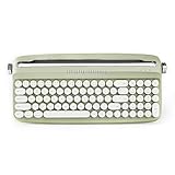 YUNZII Upgraded Wireless Keyboard, Retro Typewriter Style with Integrated Stand, USB-C/Bluetooth with Cute Round Keycaps for Multi Device for Win/Mac (B309, Sweet Mint)