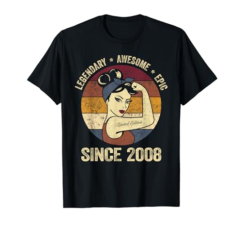 16th Birthday Vintage 2008 Legendary Awesome Epic Since 2008 Camiseta