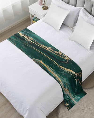 ZFUNCING Marble Texture Bed Runner