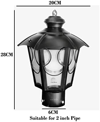 Lyse Decor Waterproof Gate Light for Outdoor, Gate Light Lamp, Pillar Lamp, Garden (Pair of 2 Pieces) (Black and Clear Glass)