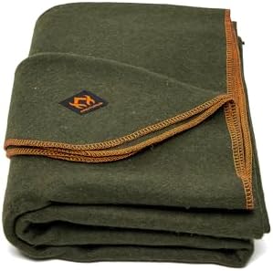Arcturus Military Wool Blanket - Warm, Thick, Washable - Great for Outdoors, Camping, Stadium Blanket, Picnics, Travel - Car & Bushcraft Survival Kits, Large 64in x 88in 4.5 lb