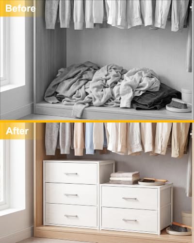 Image of Fixwal Closet Drawers for Clothes, 2 Pack, 5 Drawers Stackable, 21.2 inch Wide