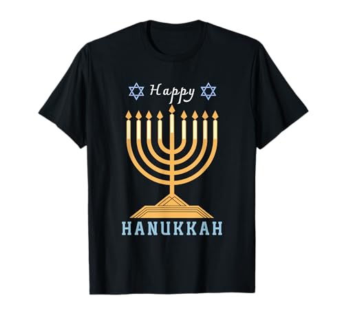 Happy Hanukkah Tee for Jewish Menorah Chanukah Camiseta