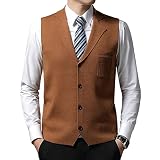yoeasy Men's Cashmere Wool Blended Button Vest Relax Fit Lightweight V-Neck Sweater Cardigan Sweater