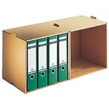 Leitz Premium Archiv Ordner-Depot, Lagerbox mit 2 Fächern für jeweils 8 A4 Ordner, Aufbewahrungsbox, Faltbare Kiste, 100 % recycelbar, 5 Stück, Braun, 60820000