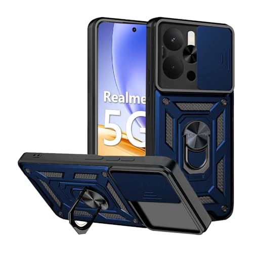 Image of Luxe Back Cover for Realme 15 5G / Realme 15 Pro 5G | D10 Tough Armor Case | Sliding Camera Shield | 360 Protection | Kickstand Ring Holder | Military-Grade Bumper Case