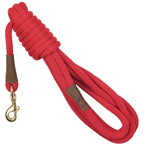 Mendota Pet Long Snap Leash - Dog Training Lead - Made in The USA - Red, 3/8 in x 15 ft