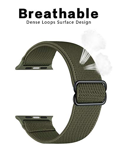 Image of AMANECER Stretchy Nylon Bands Compatible with Apple Watch Series 11 /10 /9 /8 /7 /6 /5 /4 SE 3 /2 /1, Adjustable Braided Elastic Sport Loop Rugged Straps for iWatch Women Men (Olive Army Green, 38 /40 /41 /42MM)