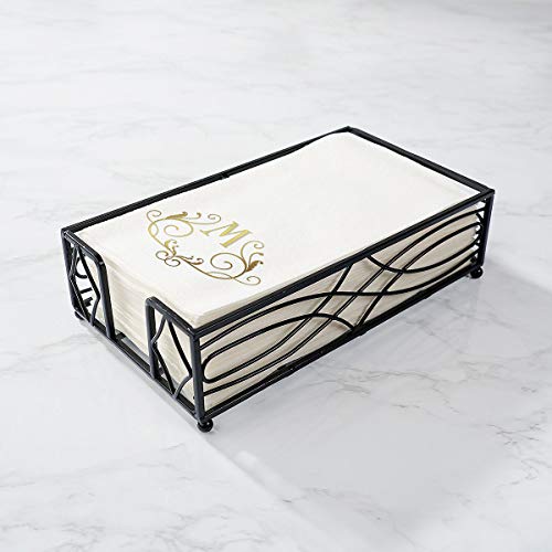 Lillian Vernon Scroll Personalized Monogram Foil Stamped Linen-Like Guest Hand Towels (Set Of 100)- 50% Cotton 50% Paper Blend, 13" By 17" Open And 4 1/2" By 8 1/2" Closed, Choose From 5 Colors #TOP5