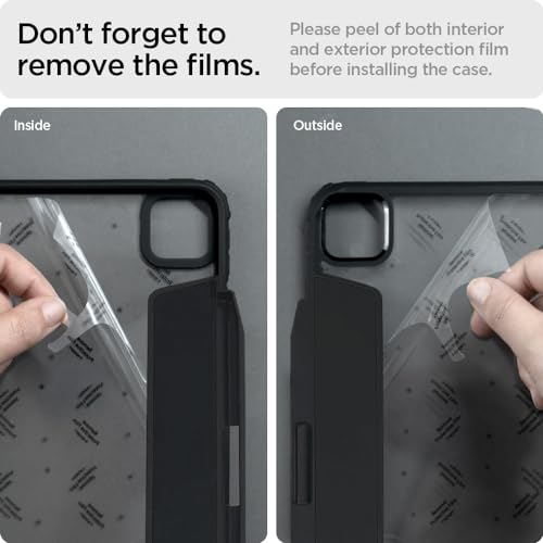Image of Spigen for iPad Pro 12.9 inch Case M2 6th Generation (2022) / 5th Generation (2021), Ultra Hybrid Pro with Clear Transparent Back and Pencil Holder, Black