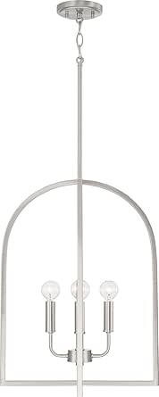 HomePlace Lighting 548841BN Lawson Modern Arched Foyer Light Fixture, 4-Light 240 Total Watts, 21" H x 16" W, Brushed/Satin Nickel