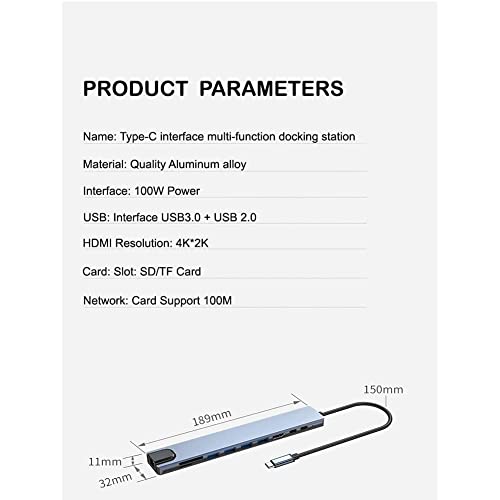 Image of USB HUB 10-in-1 USB C Hub Multiport Adapter, with 4K HDMI, USB-C and 4-Slot USB 3.0 5Gbps Data Transfer Port, SD /TF Card Reader, Ethernet RJ45 Hub for Type-C Devices (USB C to 10 in 1 HUB)