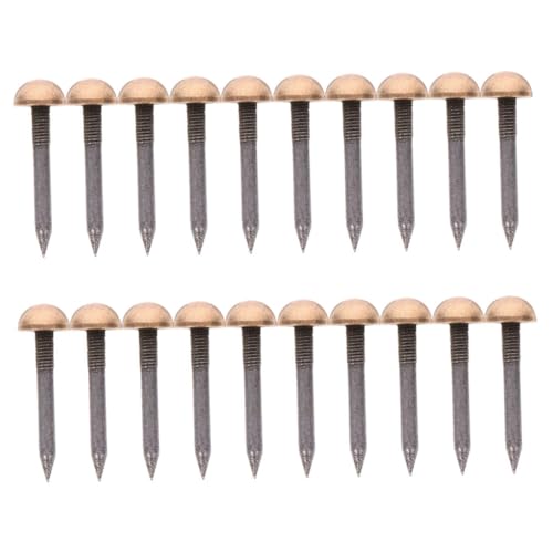 Cabilock 20pcs Solid Brass Decorative Nails Upholstery Tacks Round Head for Furniture Upholstery Decor