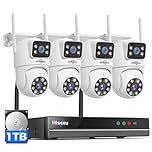 Hiseeu Wireless Security Camera System, 5G & 2.4G WiFi, Outdoor Camera for Home Security, Dual Lens, 360° Pan & Tilt, Auto Tracking, Color Night Vision, 1TB HDD No Subscription, WiFi Pro, Need Plug In