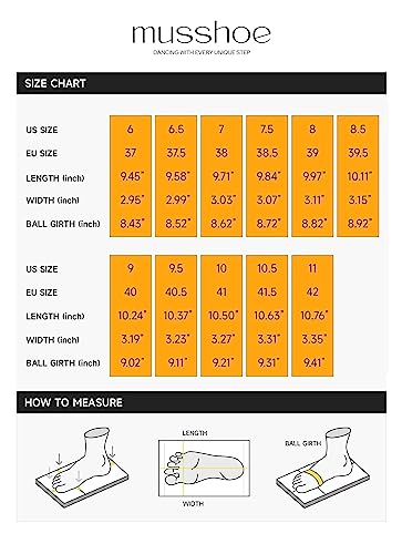 Musshoe Flats Shoes Women Comfortable Round Toe Memory Foam Women's Flats, Black Embroidery 8 #TOP6