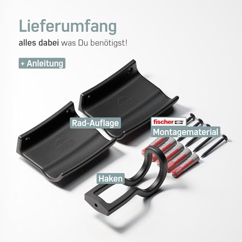 Borgen Fahrrad Wandhalterung - Rennrad Fahrradhalter - Rahmen und Fahrrad schonend bis 18 kg, minimalistisch - Rennrad Wandhalterung horizontal