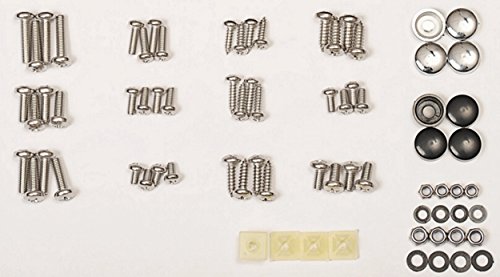 License Plate Screws 76 pc. Super Stainless Steel Screws Assortment to Fit Most All Vehicles, for Chrome and Black License Plate Frame, Screw Covers Included. This Screw Assortment Will Not Rust