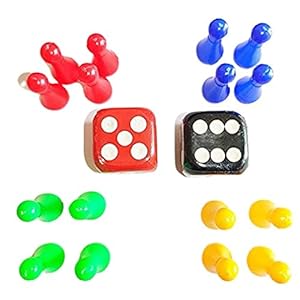 H.K.SPORTS Big Ludo Tokens and Two 24 mm Dice