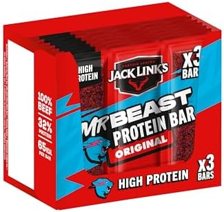 Jack Link's Protein Bar Beef Original, Pack of 30 x 22.5 g, low carb protein bar, energy bar, snack for on the go and in the gym, fitness, high protein snack