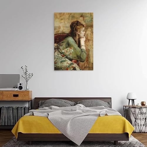 Impression Alfred Stevens Méditation tableau réalisme femme pensive 60x90