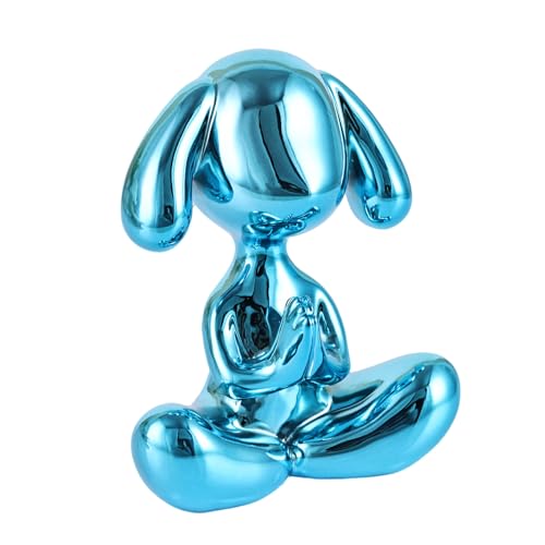 Estatua Decorativa de Perro Meditando Azul para Escritorio miniatura 1