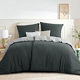 RUIKASI Bettwäsche 135x200 4teilig Anthrazit Grau - Wendebettwäsche Bettbezug 135 x 200 mit Reißverschluss, Oeko-TEX Mikrofaser Bettwäsche Sets, Weich und Bügelfrei