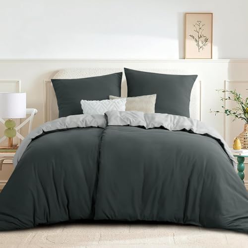 Utopia Bedding Bettwäsche 135x200 4teilig - Mikrofaser 2 Bettbezug 135x200 cm + 2 Kissenbezüge 80x80 cm - Marineblau 5 RUIKASI Bettwäsche 135x200 4teilig Grau - Wendebettwäsche 135 x 200 2er Set, Bettbezüge 135x200cm aus Weich und Bügelfrei Mikrofaser mit Reißverschluss, Anthrazit und Hellgrau