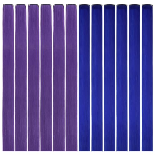 IDN BEAUTY Colored Clip in Hair Extension, 12PCS Hot Pink 24Inch Invisible Clip Straight Synthetic Hair Pieces for Women, Hair Accessories for Party Cosplay Travel Birthday