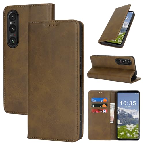 �Ή� Xperia 1 VII �P�[�X �蒠�^ �X�}�z�P�[�X �G�N�X�y���A1 vii SO-51F SOG15 XQ-FS44 �J�o�[ �蒠�^ �J�[�h�X���b�g�A�L�b�N�X�^���h ���U�[(�_�[�N�O���[��)