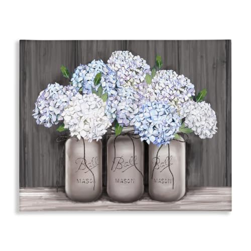 'Rustic Farmhouse Hydrangea Blossoms Mason Jar'| Canvas Art