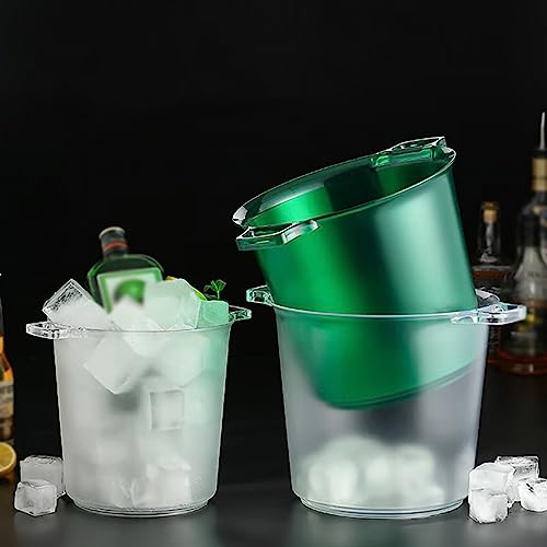 Cubo de hielo de plástico acrílico verde resistente para vino 5