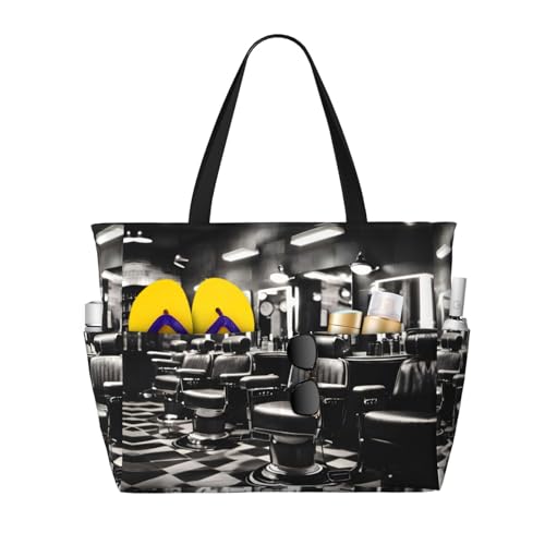 Grand sac fourre-tout de plage d'été Barber Shop imperméable et léger