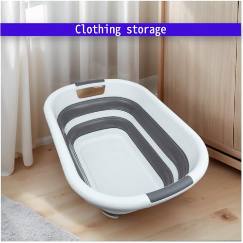 Image of Only 1 left, $2 off saleUpgraded Collapsible Multi-Use Tub - Foldable Bathtub, Laundry Basket, Dish Pan, Storage Bin for Camping, Hiking, Home (Space-Saving, Premium Grey)