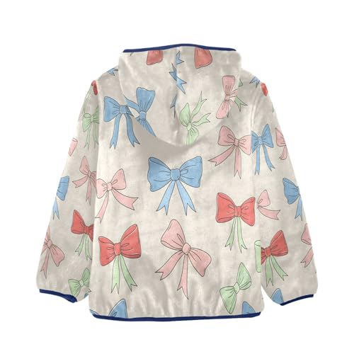 Colorful Ribbons on Beige Background Toddler Fleece Jacket Girl Boys Hooded Fleece Jacket Coat2