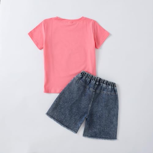 Image of 9-16Y Tween Girl Clothes 2 Piece Short Sleeve Heart Print Top and Shorts Teen Girl Summer Outfits Short Set