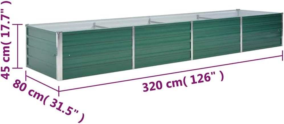 vidaXL Raised Garden Bed, Raised Flower Bed, Galvanized Steel Planter, Outdoor Planter for Patio Backyard Garden Vegetables Herbs, Green