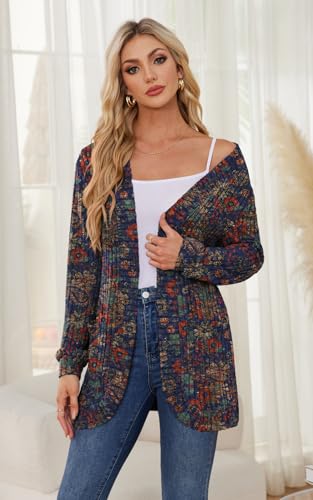 Image of DB MOON Womens Long Cardigan Sweater Lightweight Open Front Long Sleeve Outfits with Pockets