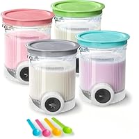 4 Pack Creami Swirl Pints & Lids for Ninja, Compatible with NC700 Series Ninja Swirl Ice Cream & Soft Serve Makers, with 4 Spoons & 64 Writable Labels, BPA-Free & Dishwasher Safe, Assorted Colors