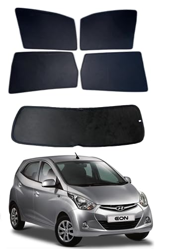 Image of Premium Car Sunshade Fix Type Non-Magnetic Curtain with Rear Dicky Curtain Set of 5pc for Eon