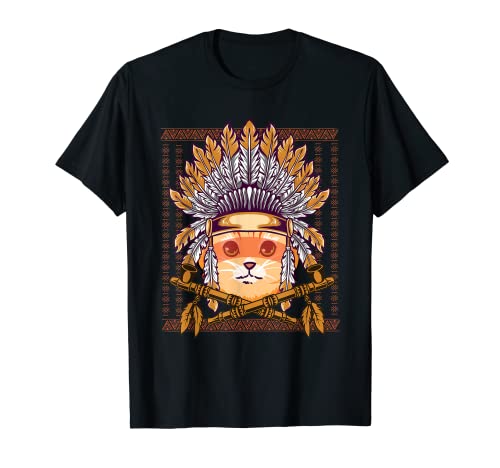 Native Indian Cat Native American Cat Lovers Camiseta