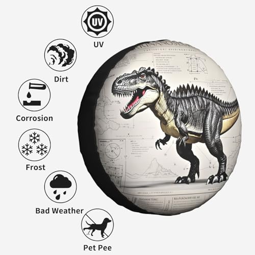 Image of Dinosaur Spare Tire Cover Wheel Protector Weatherproof Wheel Cover Universal Decorative Accessories for Camper RV SUV Travel Trailer 15 inch